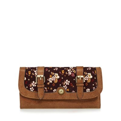 Brown floral corduroy large flap over purse